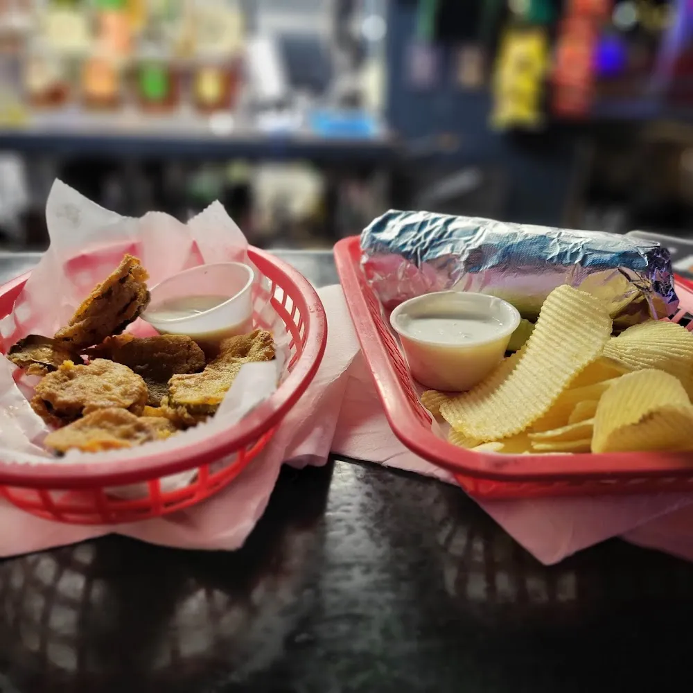 Fried Pickles and a Gyro Sandwich